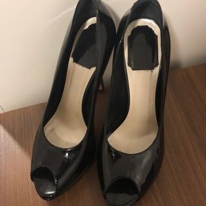 Dior shoes black patent leather peep toe
